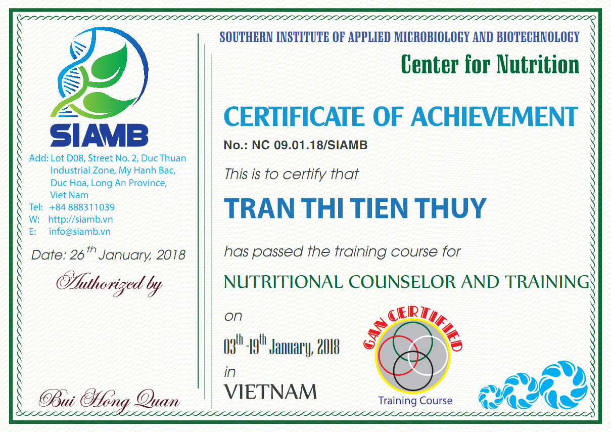 Nutritional Counselor and Trainer